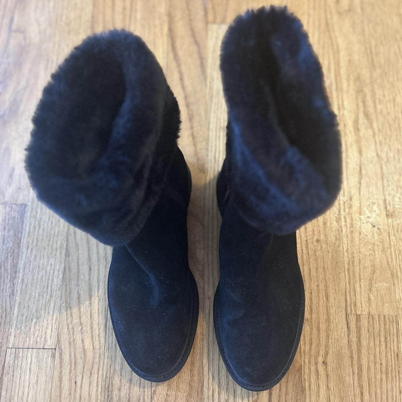 Black Aquatalia waterproof suede shearling lined