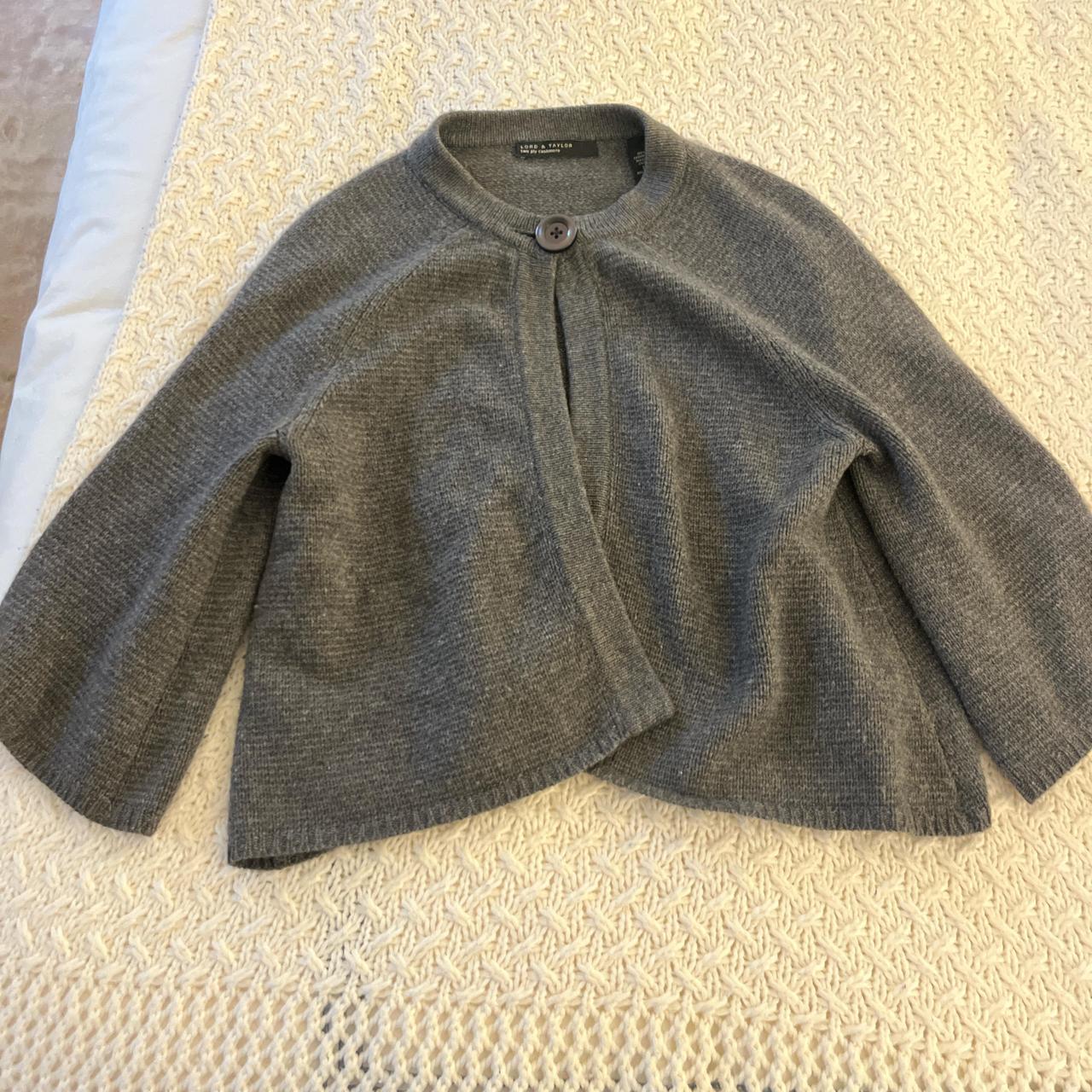 Lord and Taylor grey semi-cardigan, cashmere, great... - Depop