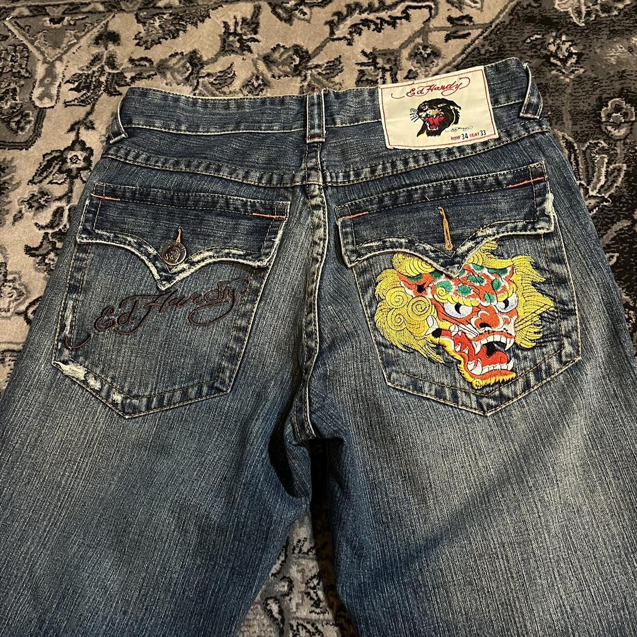 Rare Ed Hardy Dragon Jeans Made In Usa Insane Depop