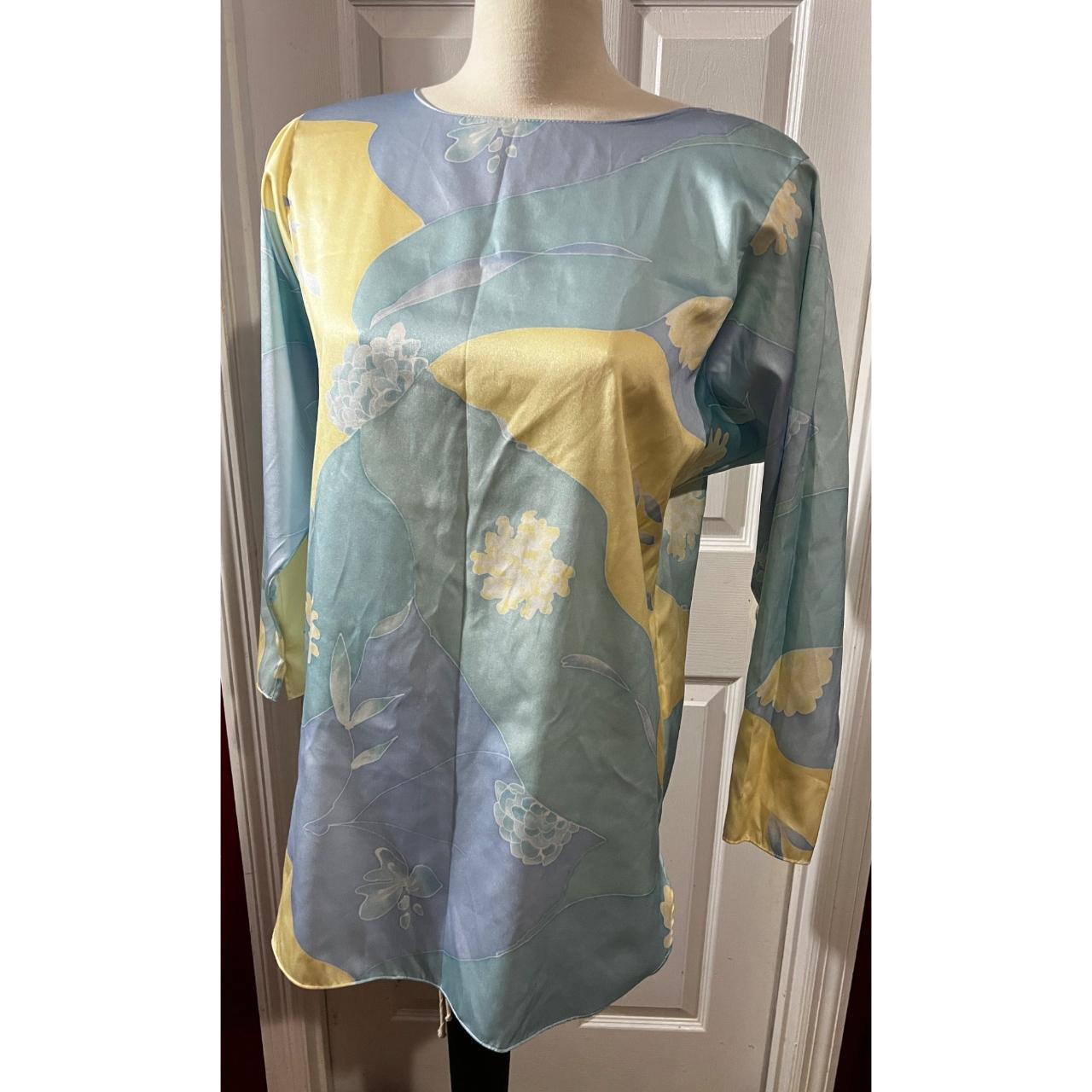 Miss Elaine Women's Blue and Yellow Blouse