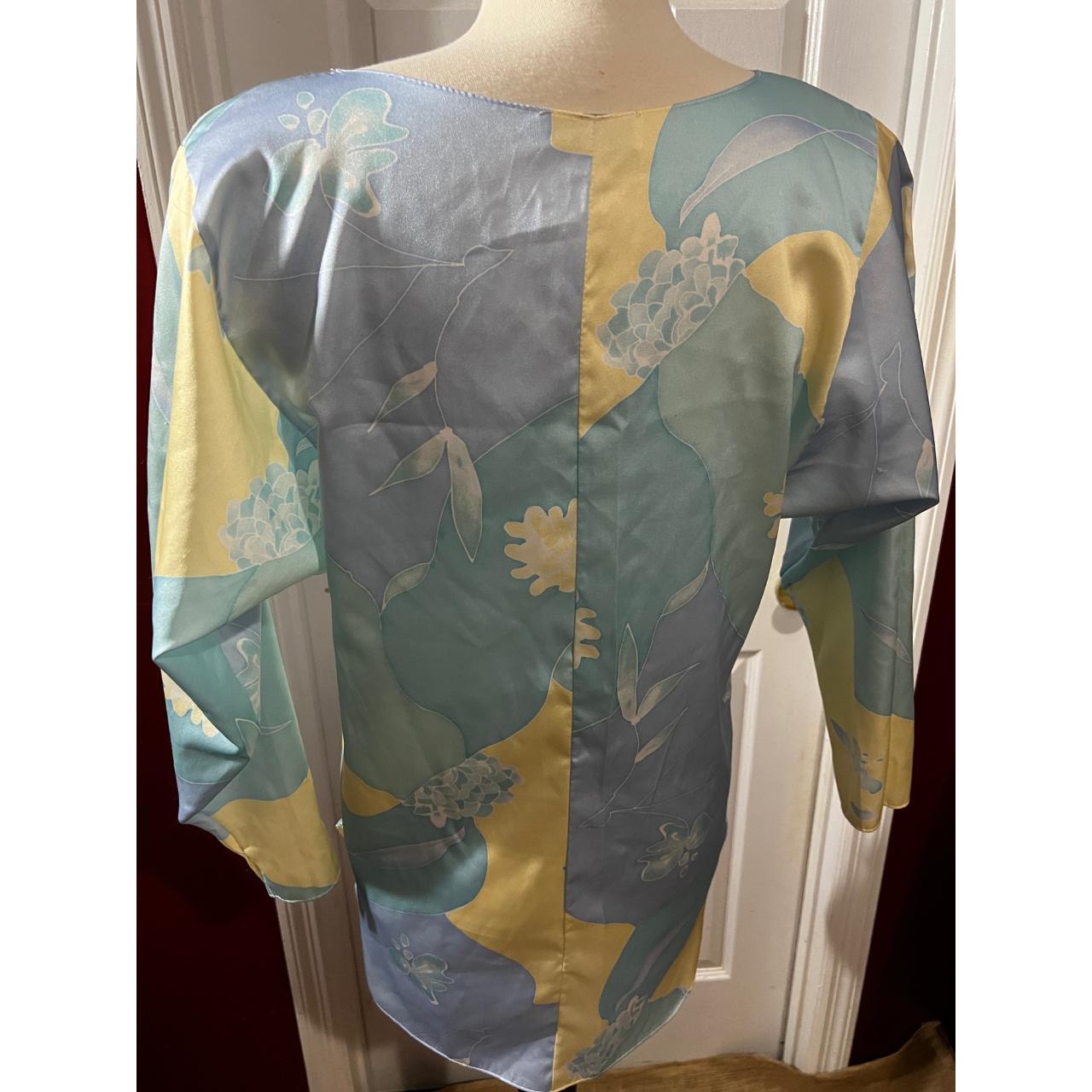 Miss Elaine Women's Blue and Yellow Blouse (2)