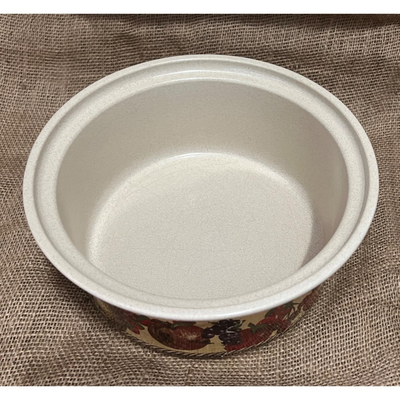 Vintage 3 Quart Clay Casserole Baking Dish with Lid and Fruit