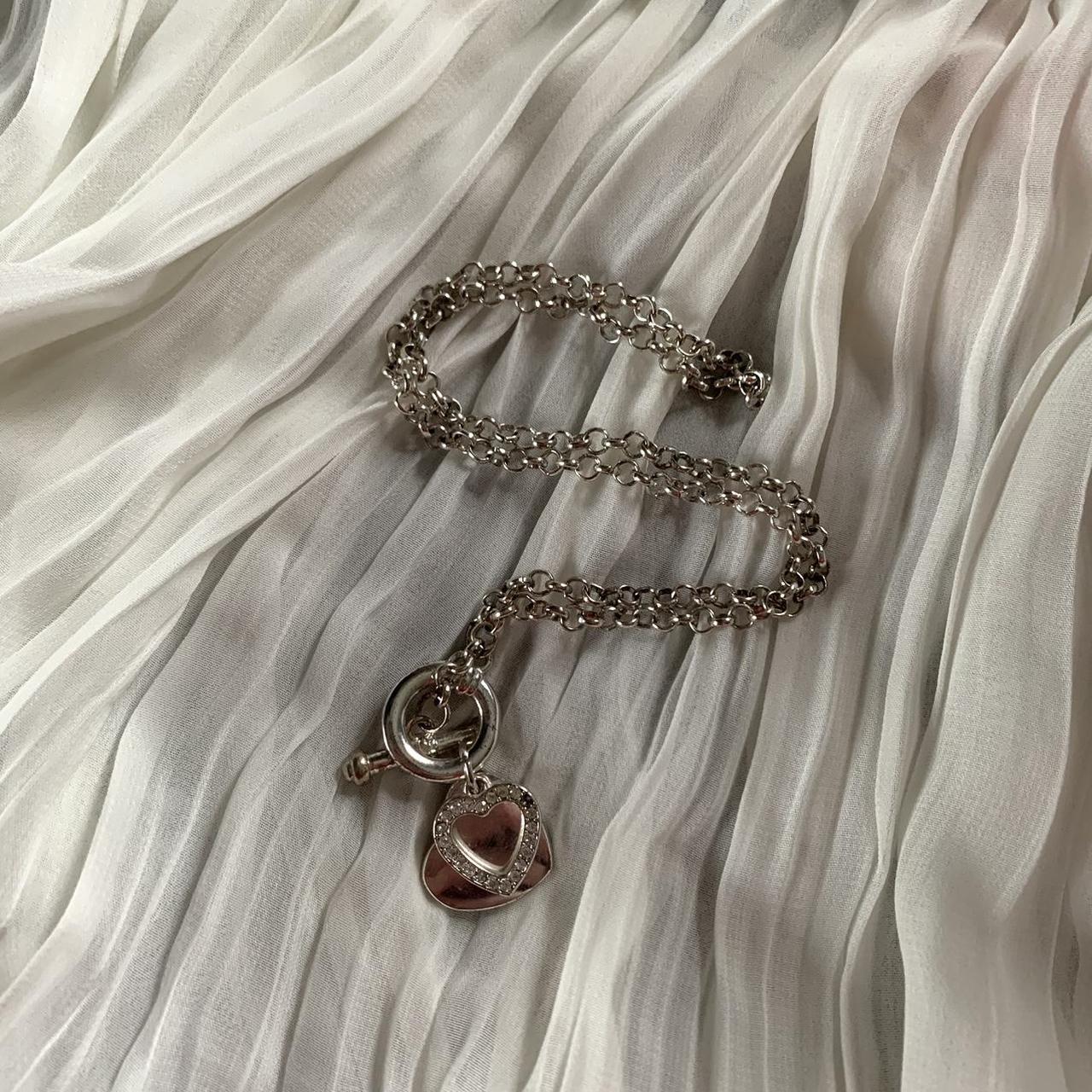 Y2K crystal heart pendant necklace. I believe it is... - Depop