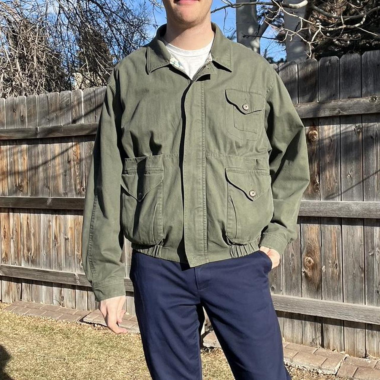 Vintage Eddie Bauer green zip up cargo style bomber