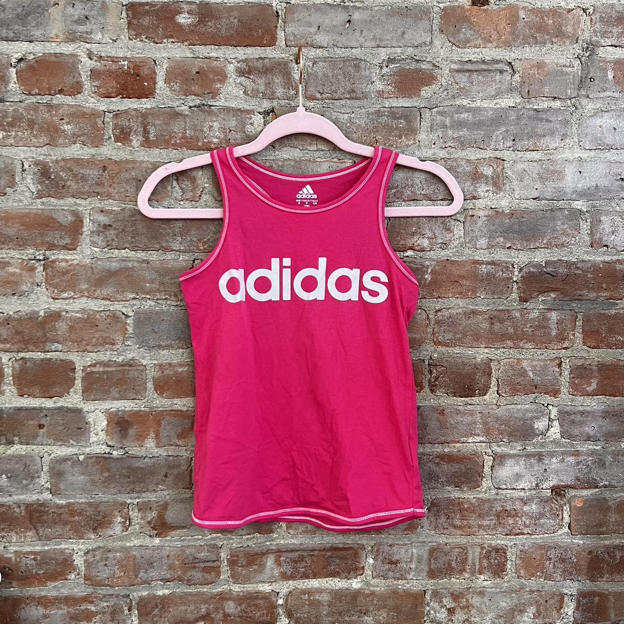 adidas hot pink and white glittery tank top. adidas... Depop