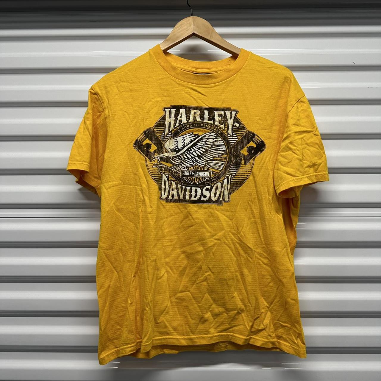 Harley Davidson Men's Yellow T-shirt | Depop