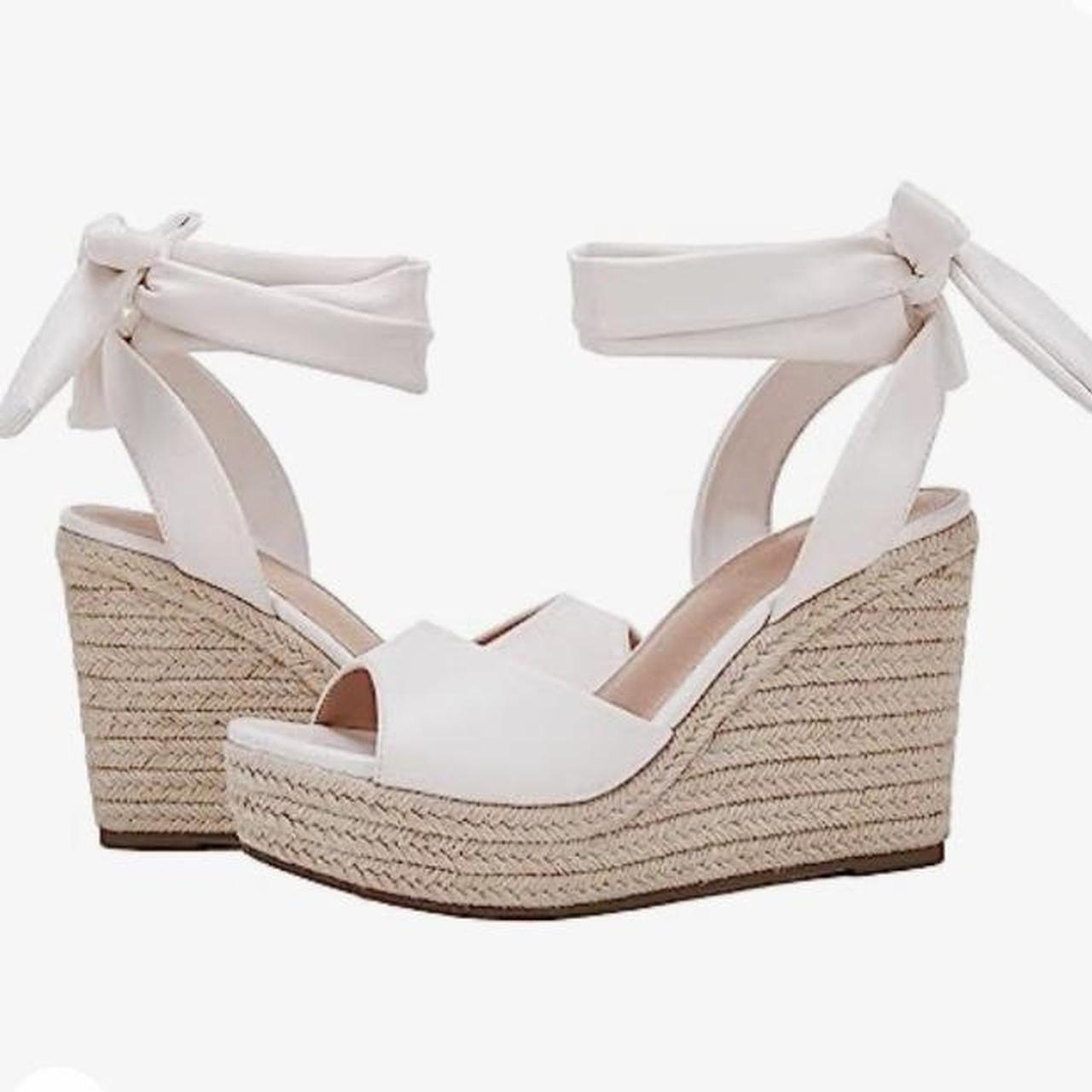 White suede hot sale wedges