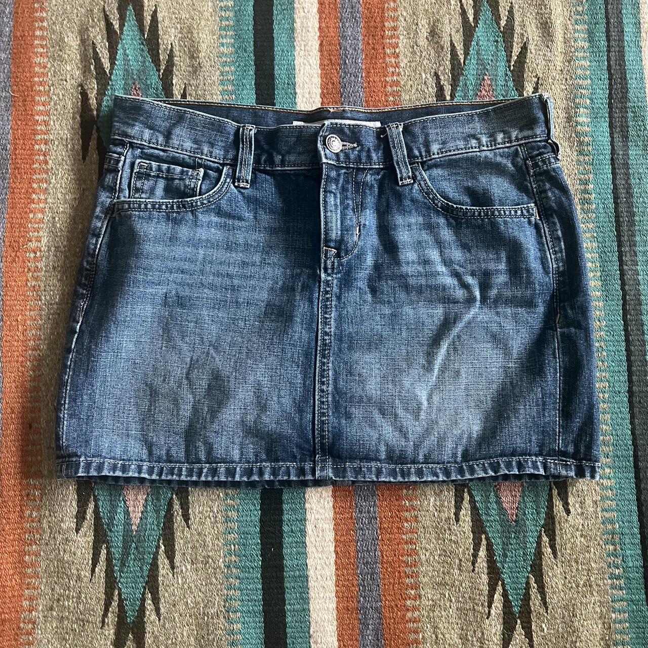 perfect denim mini skirt Waist: 15.5 in Length: 13... - Depop