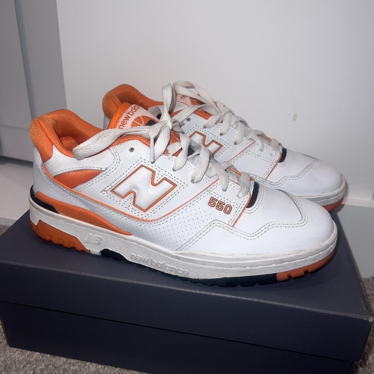 New Balance Women's White and Orange Trainers | Depop