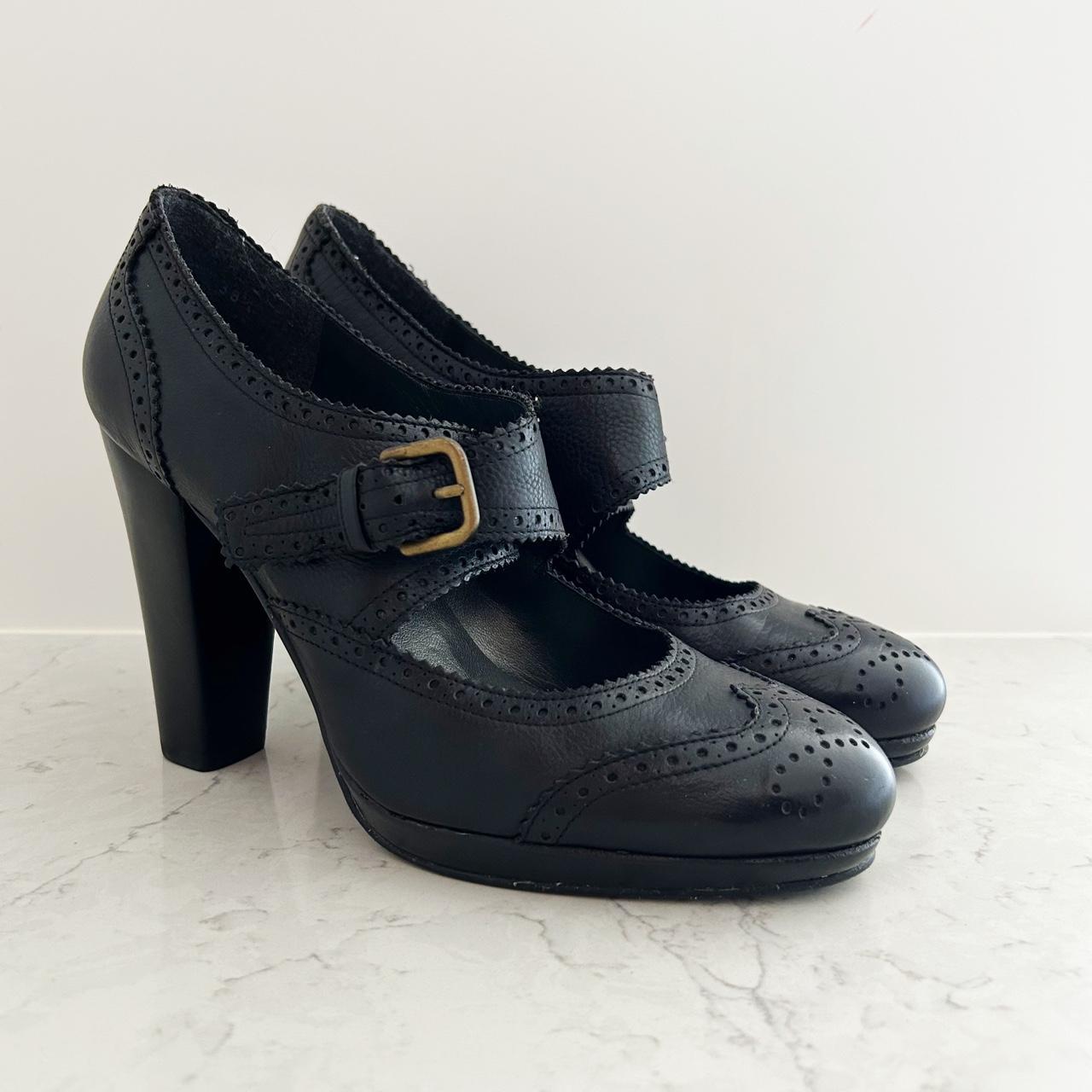 heeled brogues black