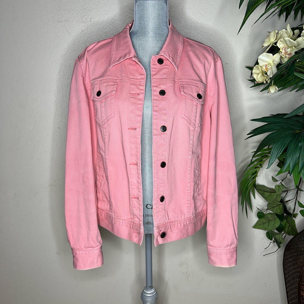 Vintage pink denim jacket • Brand is Charter Club... - Depop