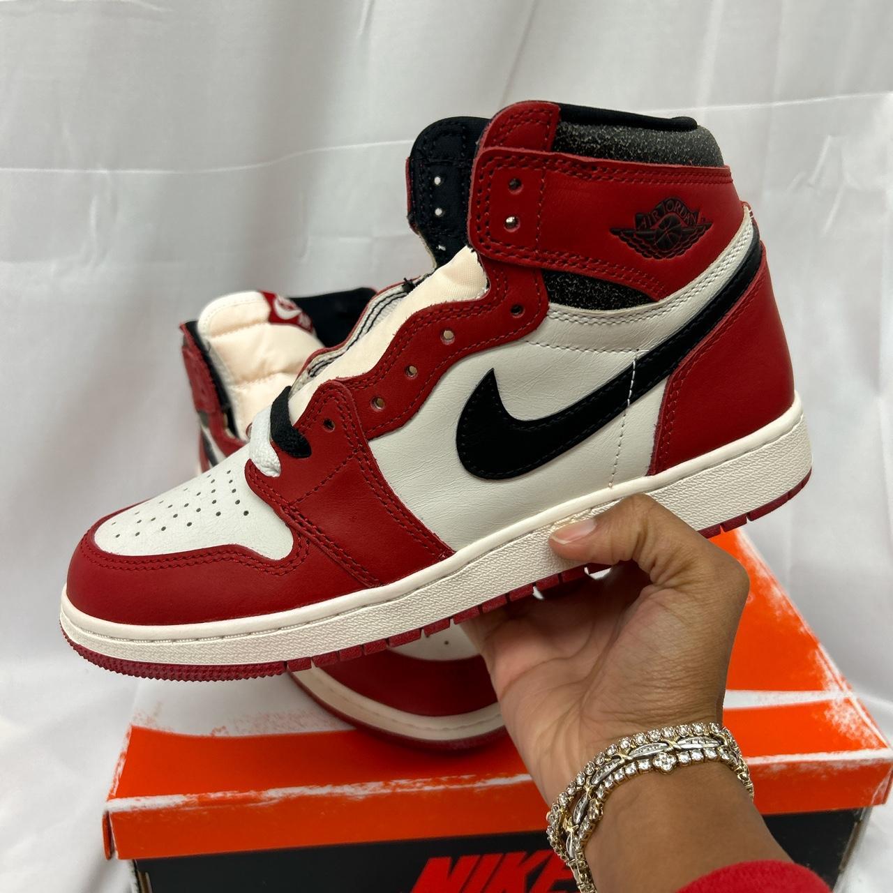 Jordan Women's Red and Cream Trainers | Depop