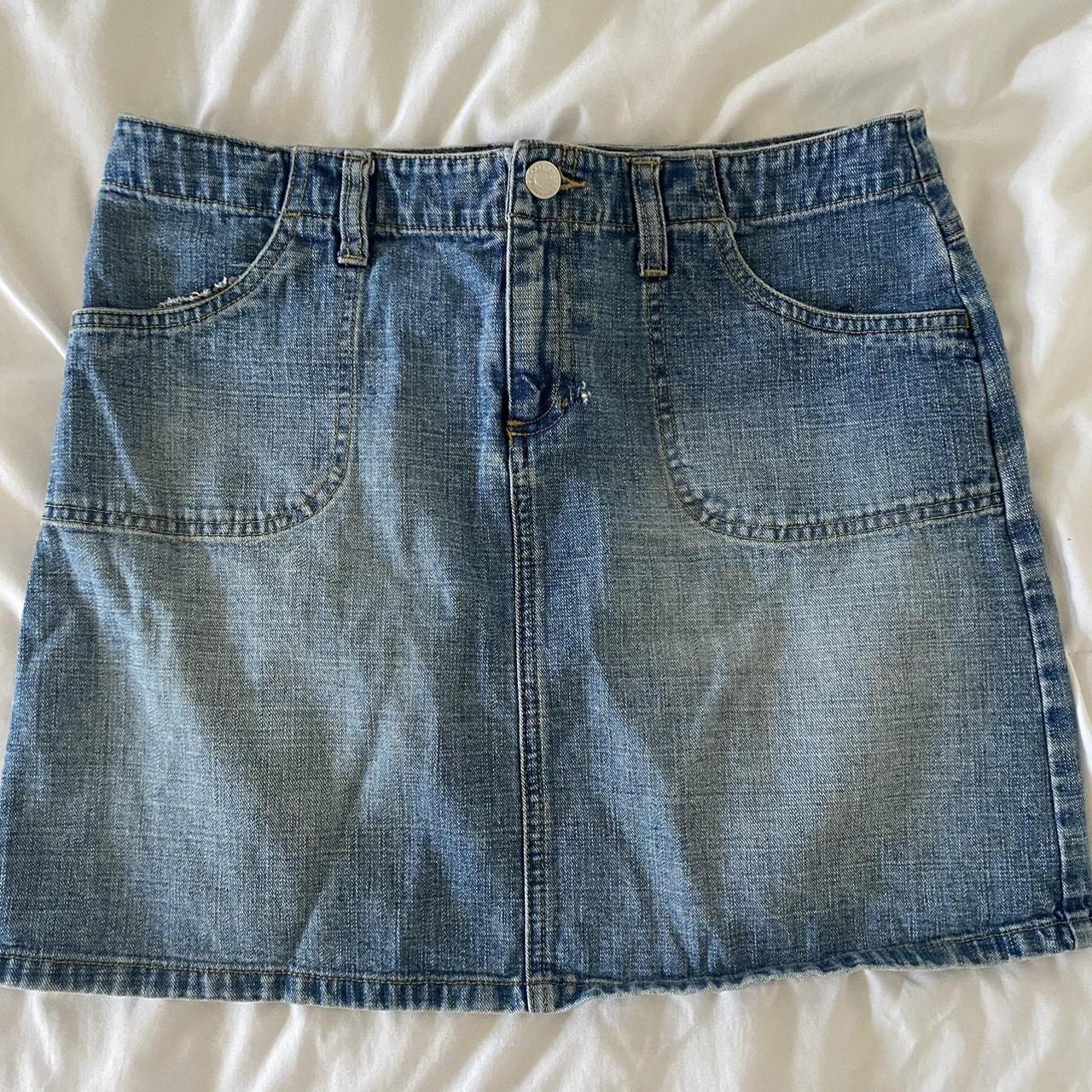 denim skirt light wash size medium (8) dm for... - Depop