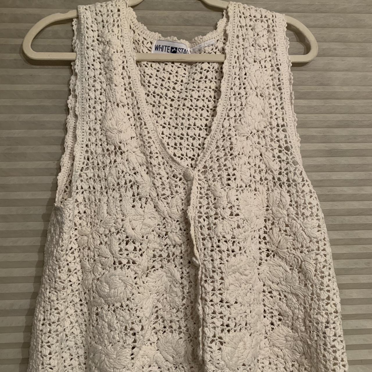 Off white colored knitted vest A really cute vest... - Depop