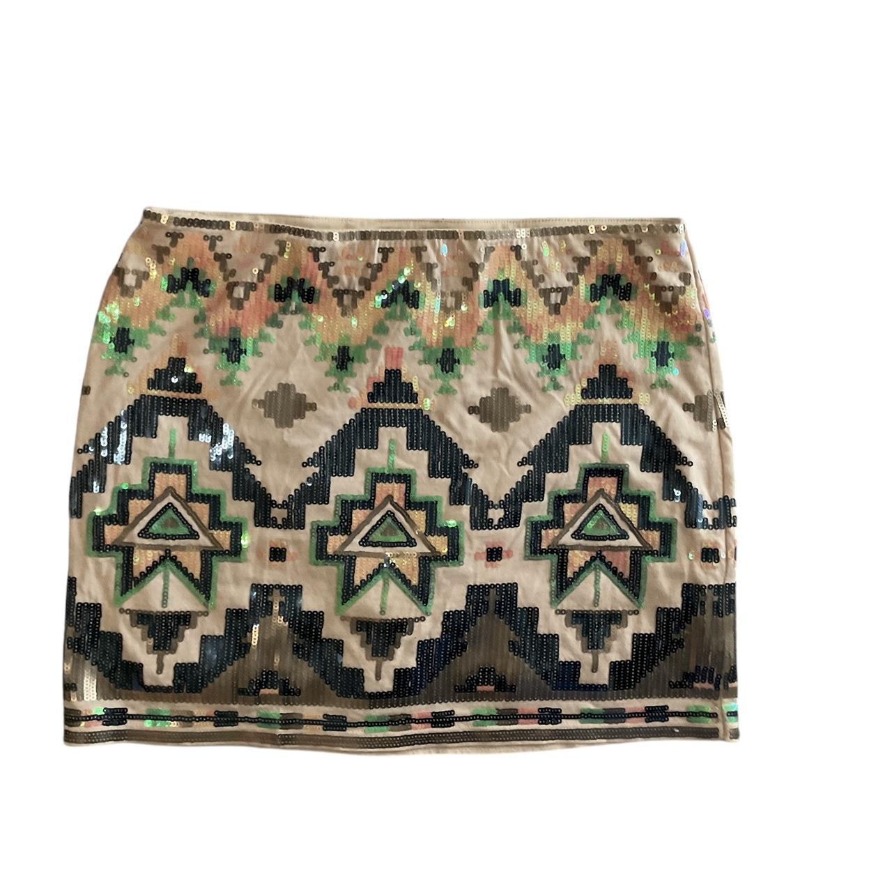 Express Women's Skirt Multi/Brown – Mini sequin skirt with