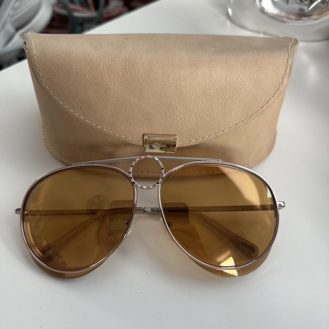 Chloe aviator mirrored sunglasses Golden western. Depop