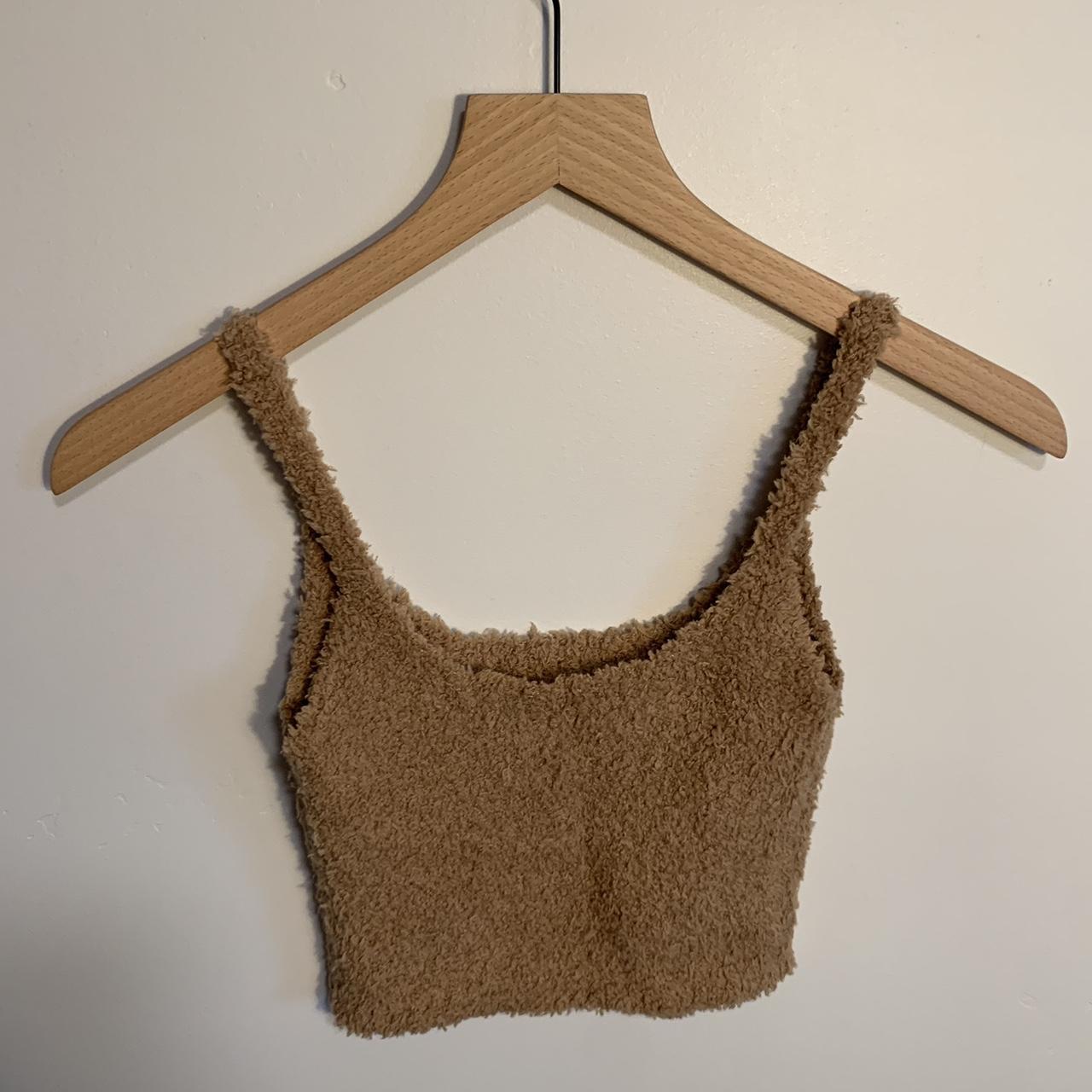 skims cozy knit teddy tank top/cami tan/brown - Depop