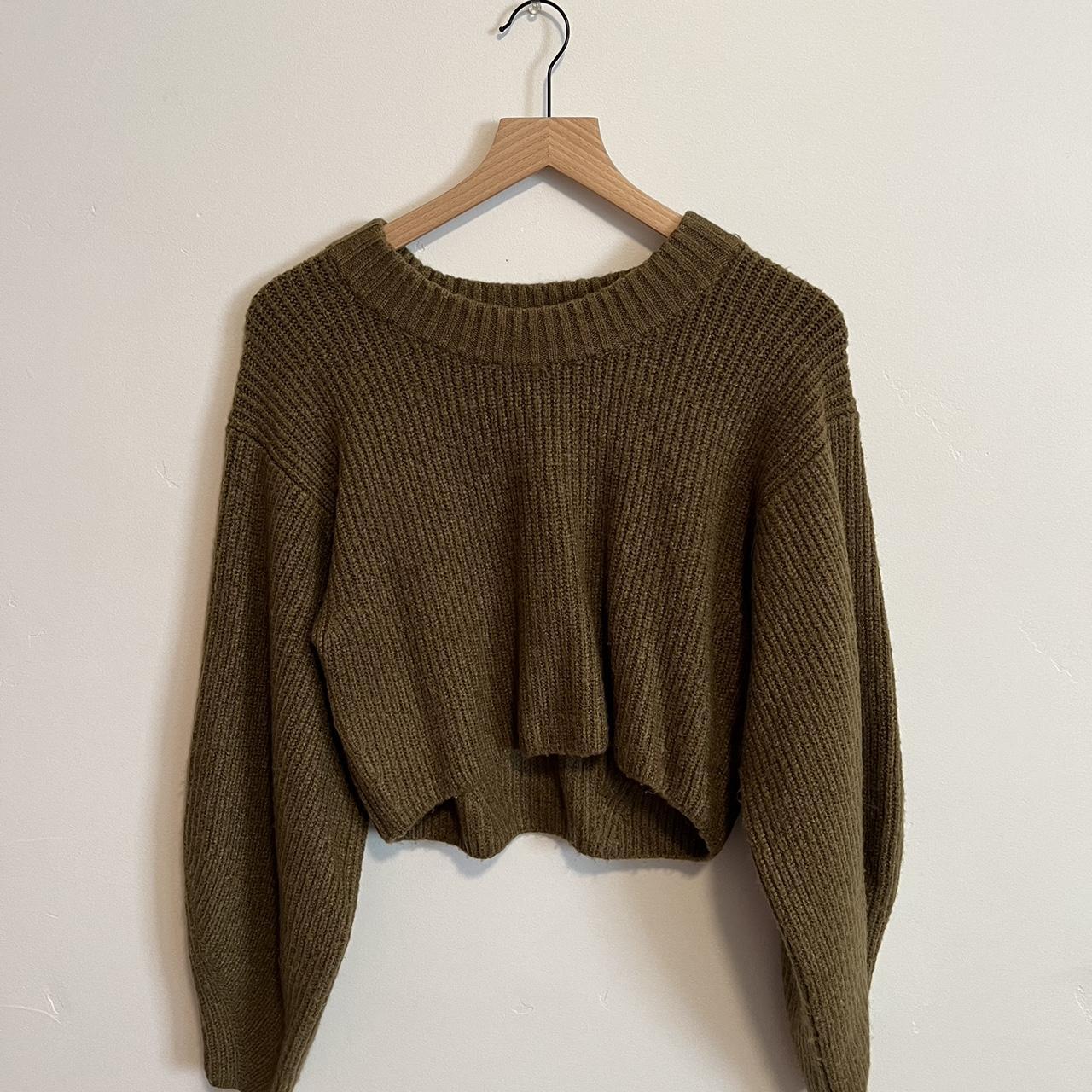 forest green cropped urban outfitters sweater size:... - Depop