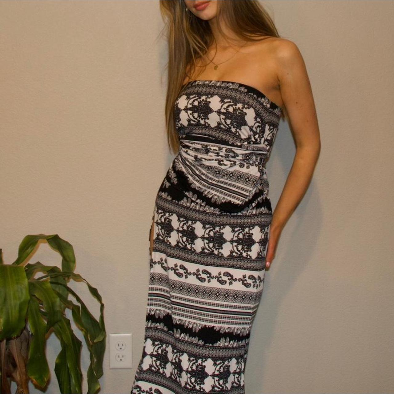 Bebe black and white dress hotsell