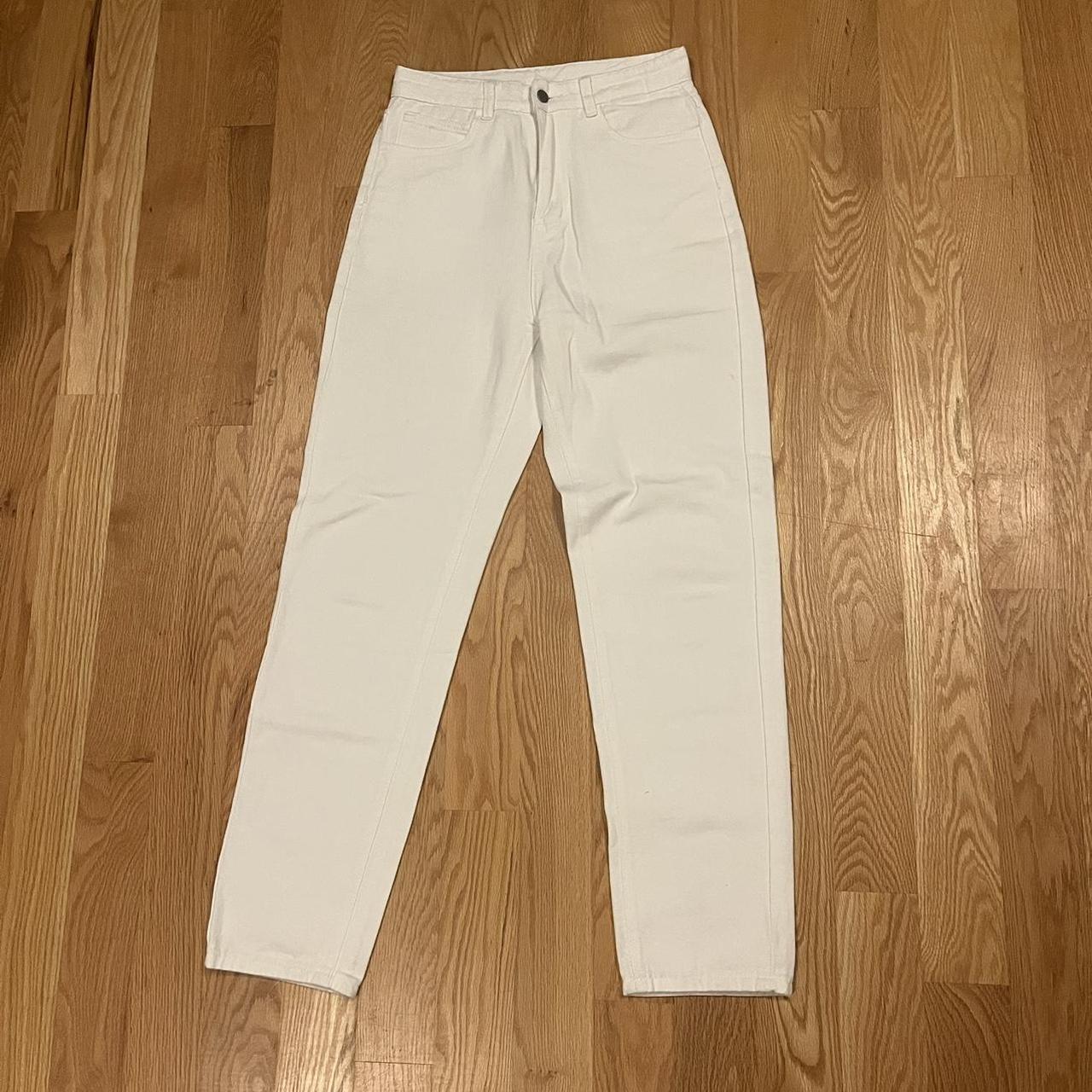 High rise bright white jeans. No tag. Small stain on... - Depop