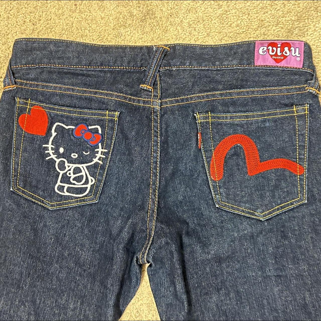 authentic hello kitty x evisu jeans super... Depop
