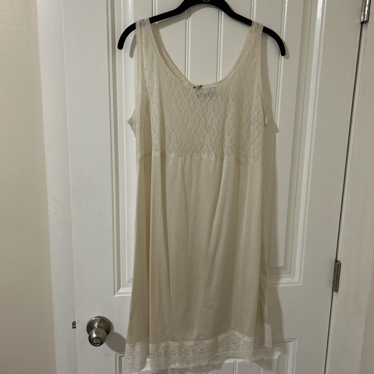 motherhood white mini slip dress with lace detail... Depop