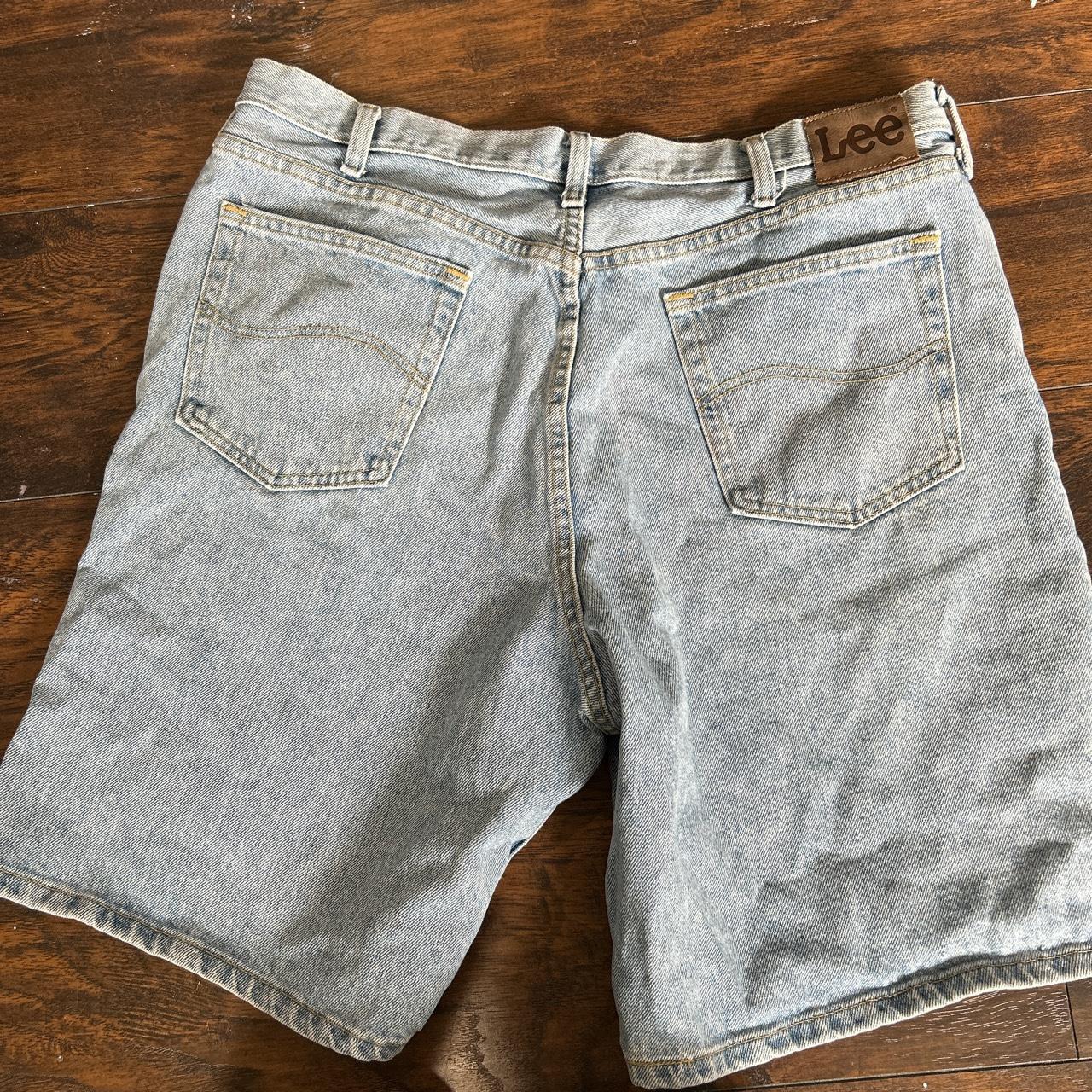 lee jorts in great condition size 38 13 inch rise... - Depop