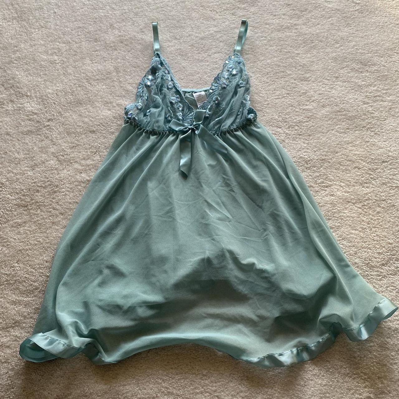 description: teal flowy lace top, with bow and cute... - Depop
