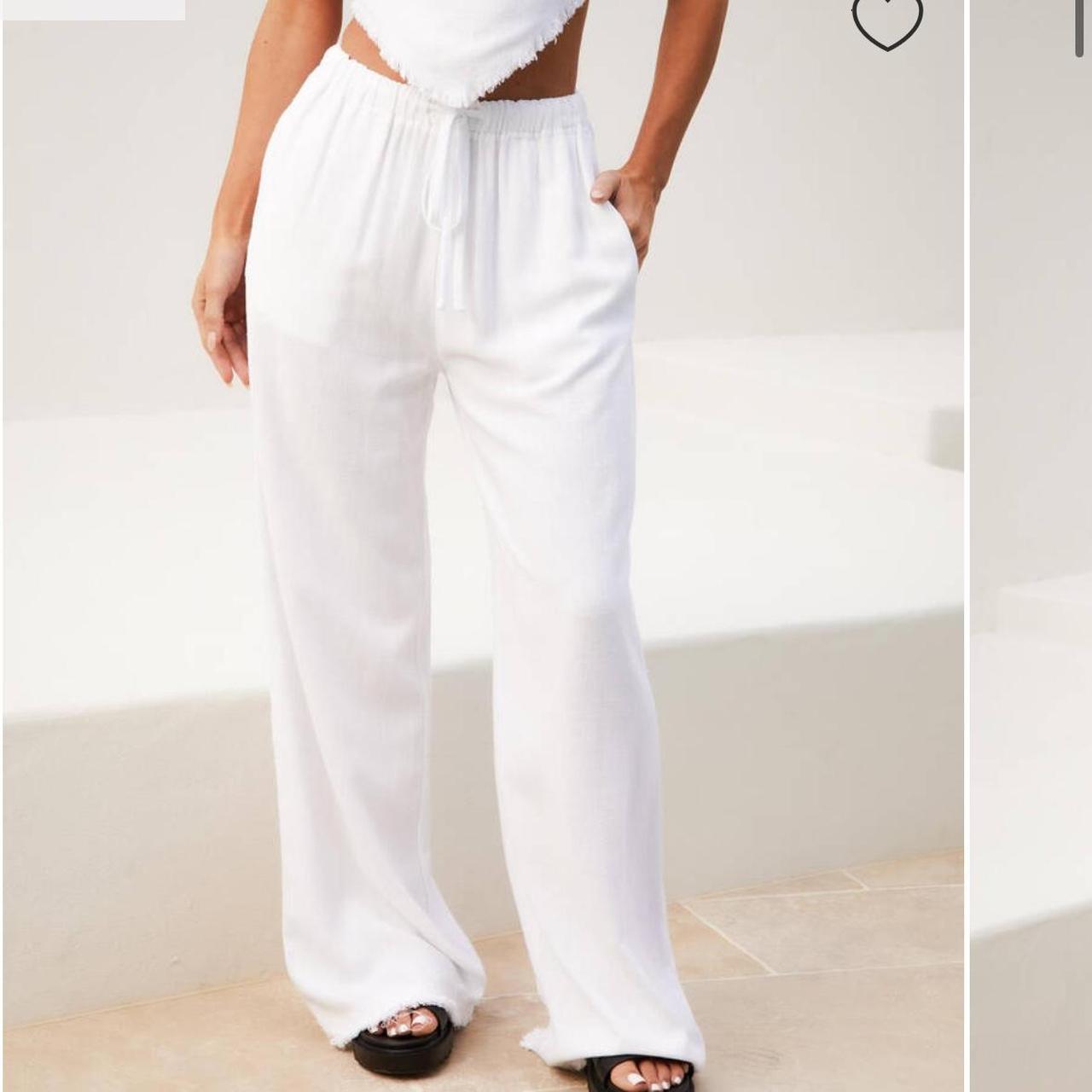 White Linen Beach Pants Brand new with tags Size 8... - Depop