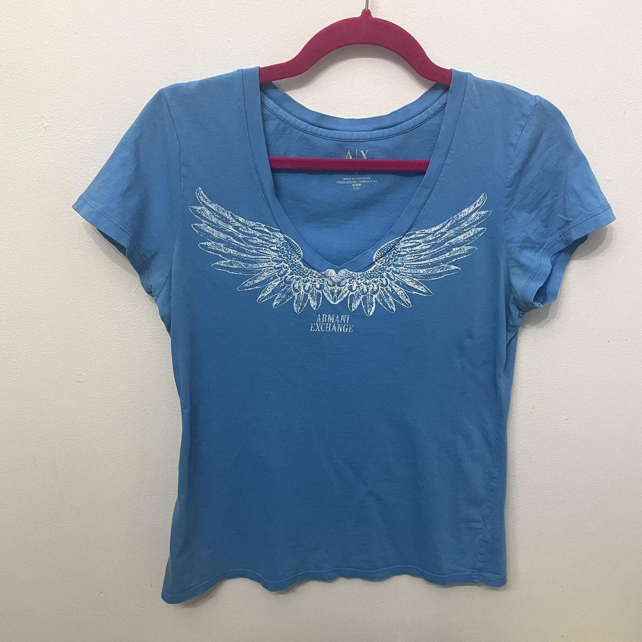 Y2K Armani Exchange Wings V Neck Detail Women s Top