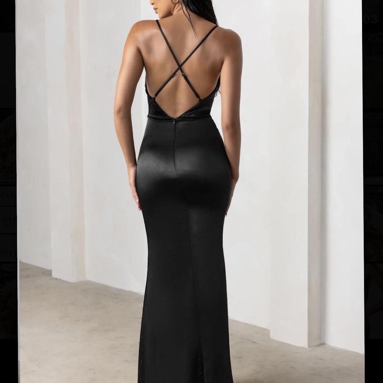 Club L black satin cowl neck maxi dress... Depop