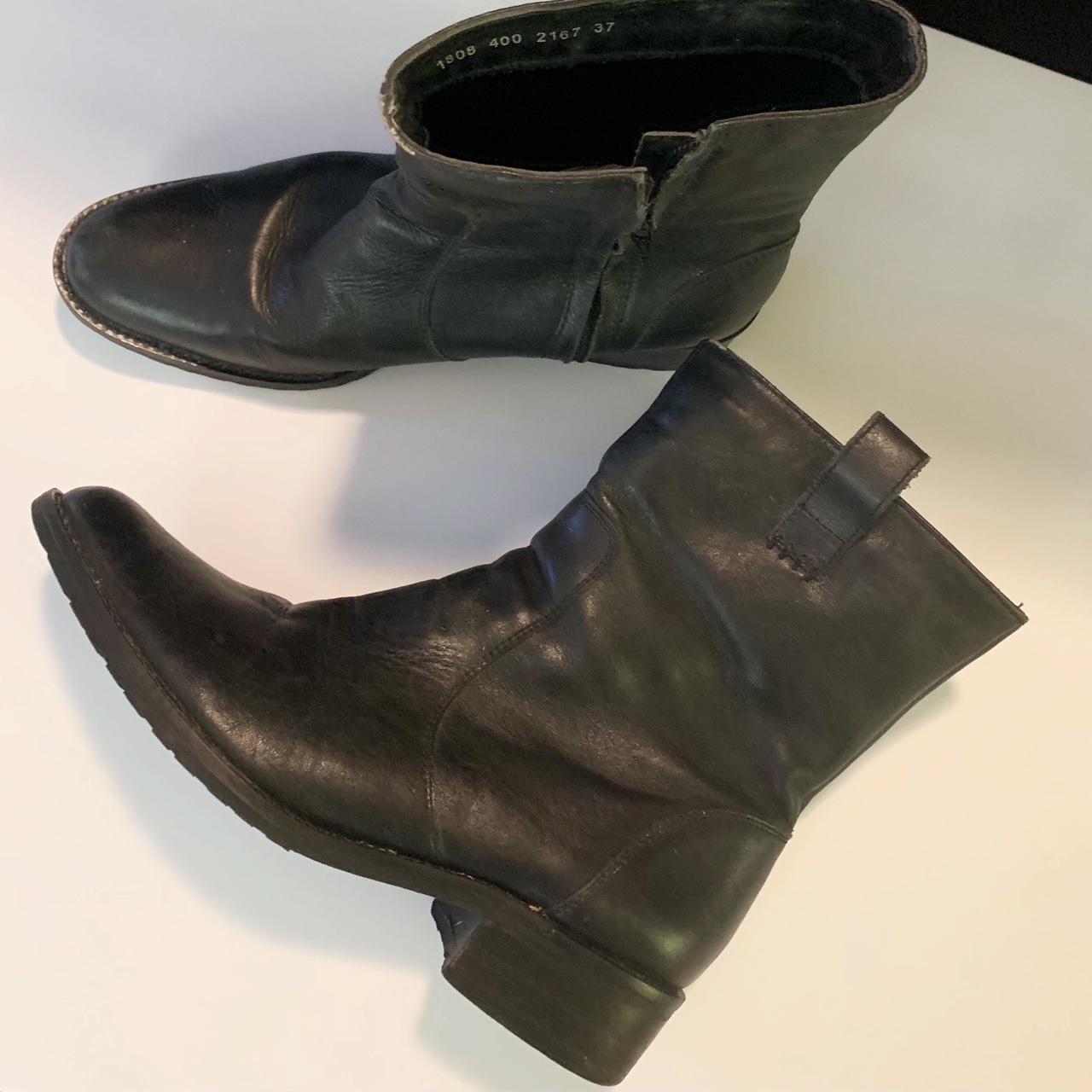 Black distressed leather boots best sale