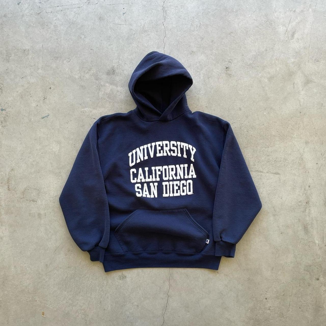 Russell Athletic Men's Navy and White Hoodie