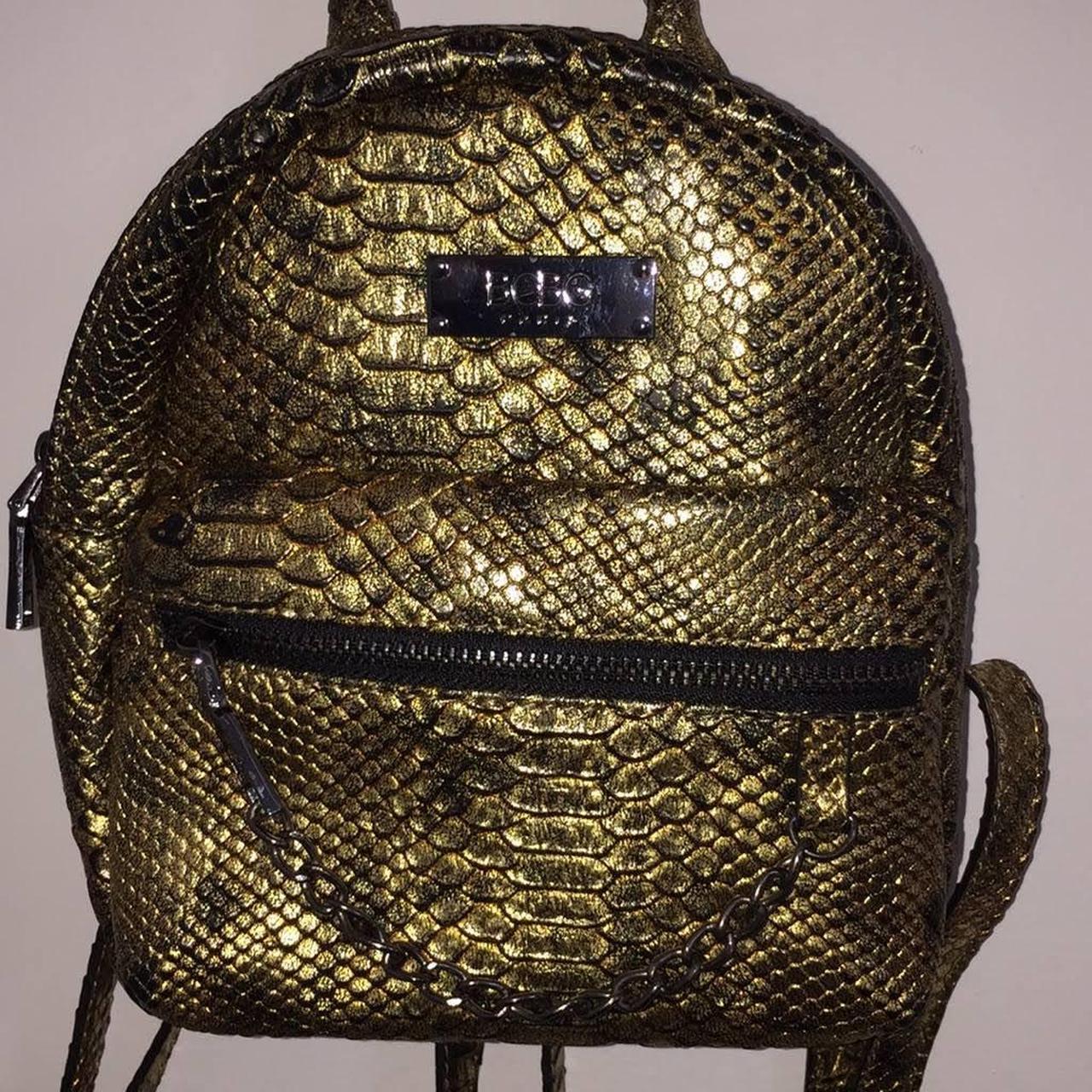 BCBG backpack bag gold and black metallic mini