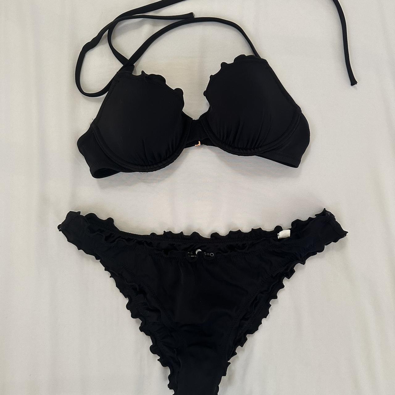 target black lettuce trim bikini set no flaws has