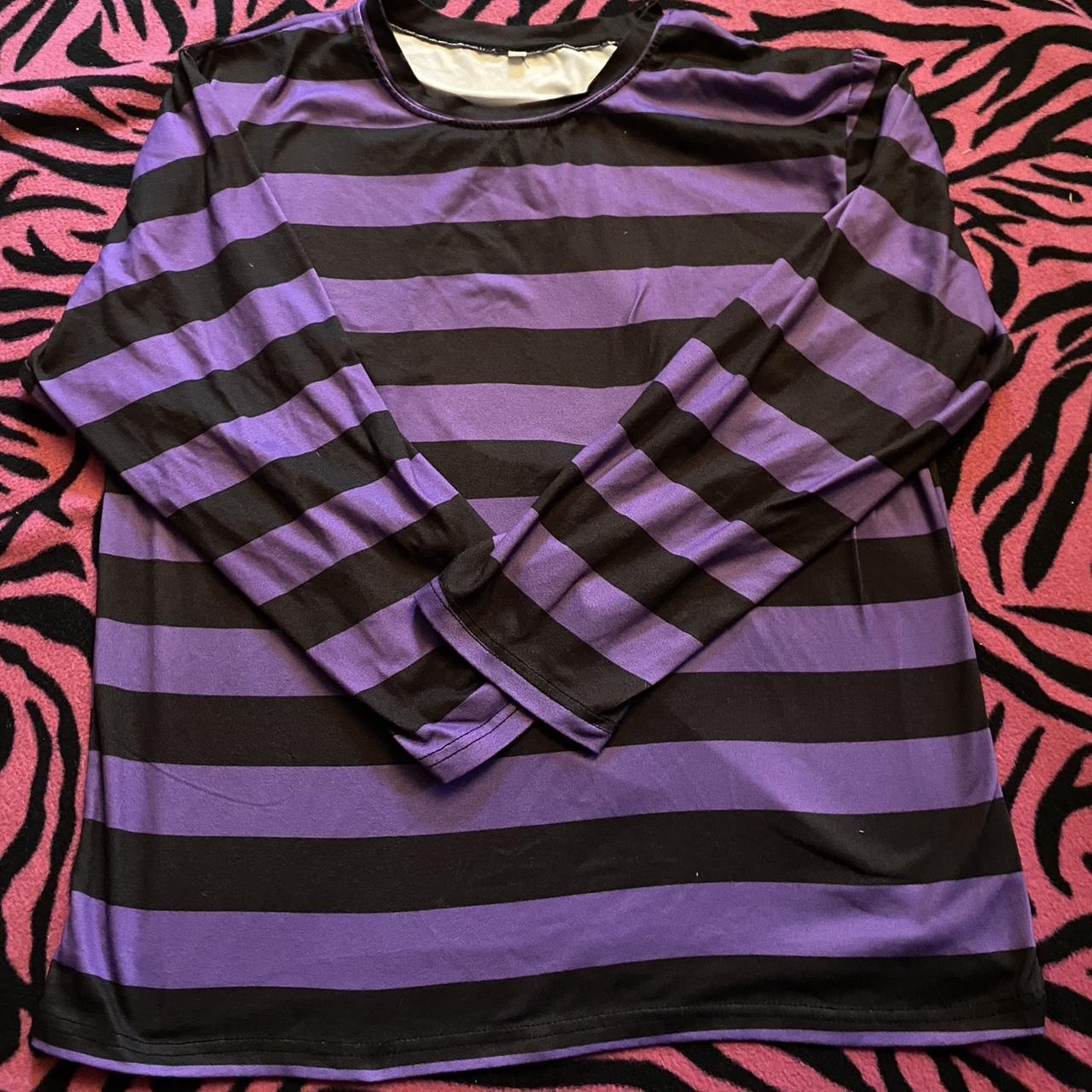 purple and black striped shirt 💜🖤 #emo - Depop