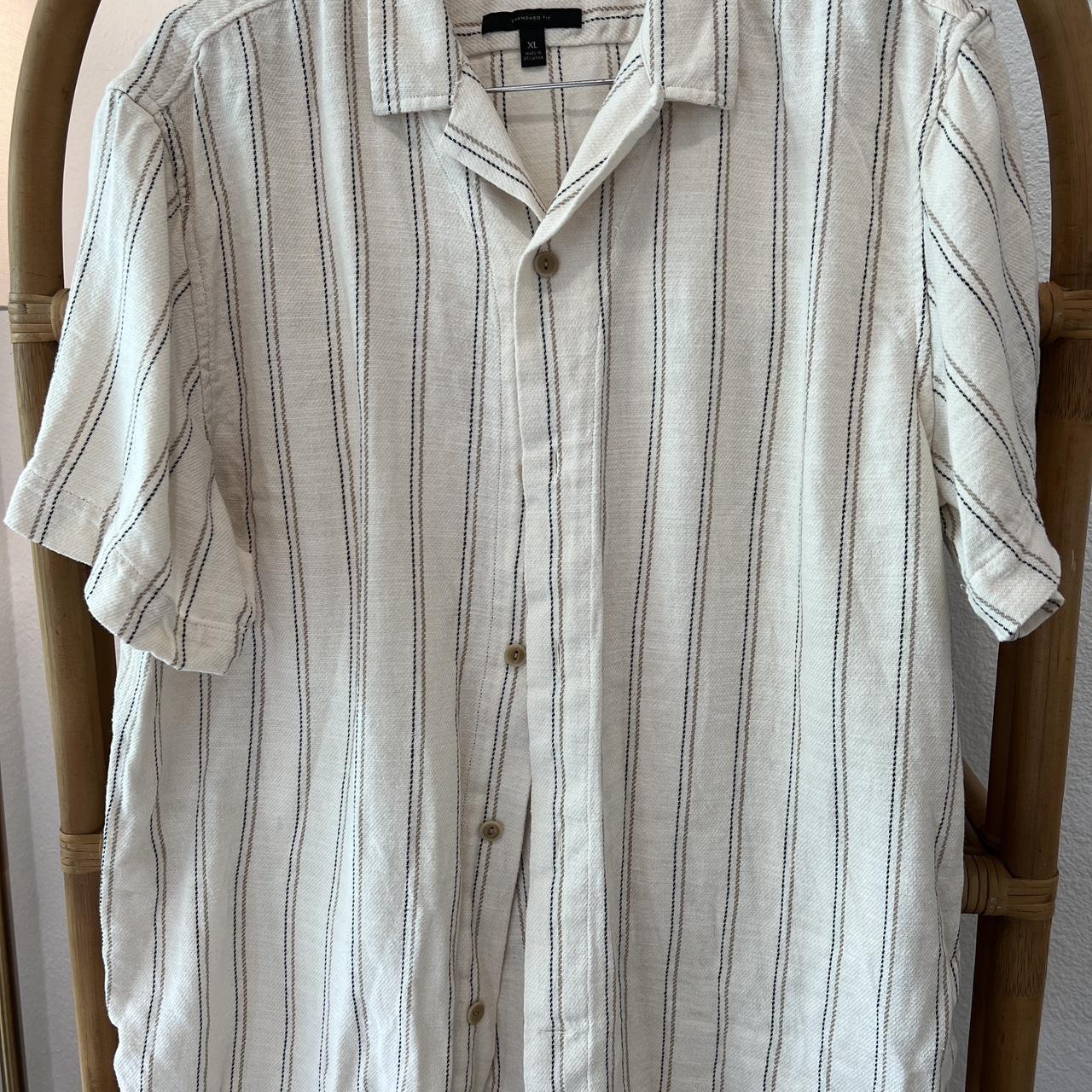 Banana Republic Men's Cream and Brown Shirt Depop