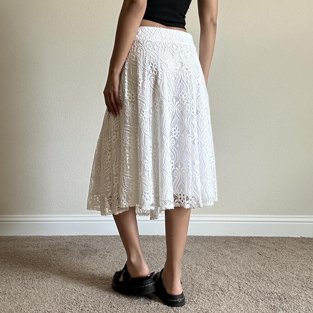 Vintage Women's Lace Skirt - White - L – beautifu… - image 3