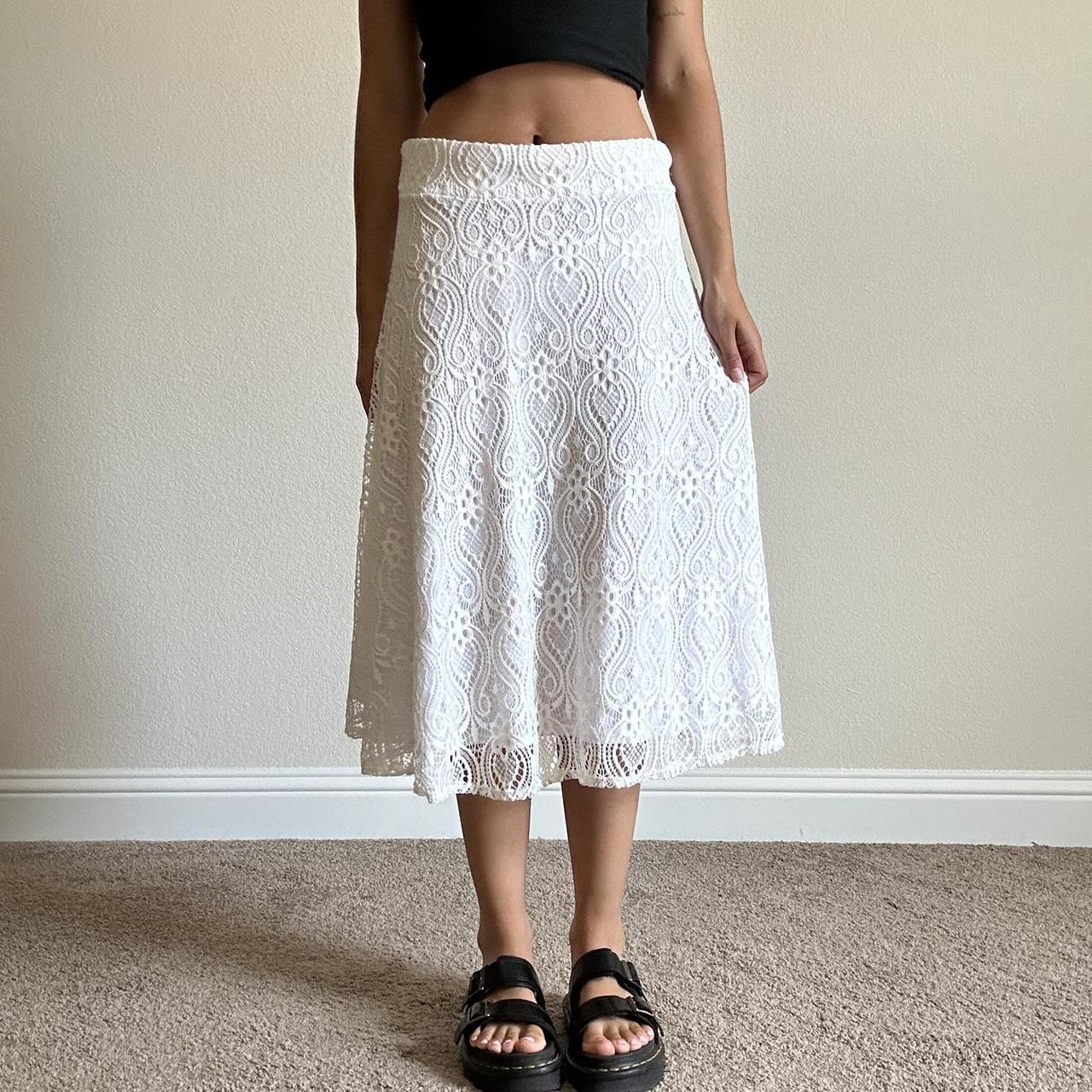Vintage Women's Lace Skirt - White - L – beautifu… - image 4
