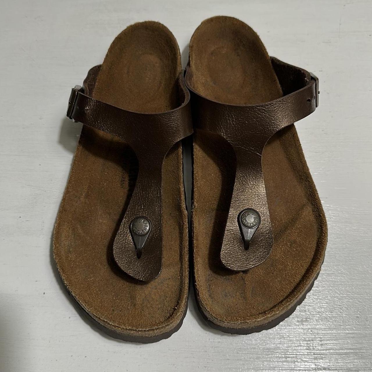 Birkenstock Men's Brown and Tan Sandals | Depop