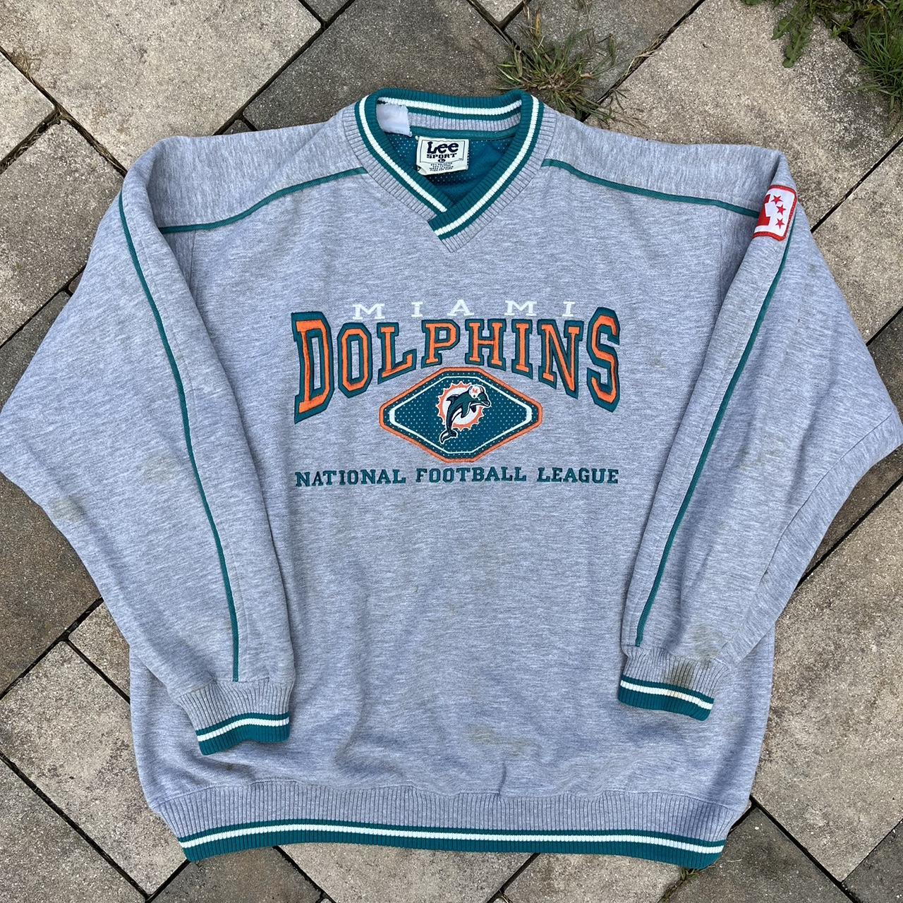 Vintage 90s 1995 Miami Dolphins Crewneck Sweatshirt - Depop