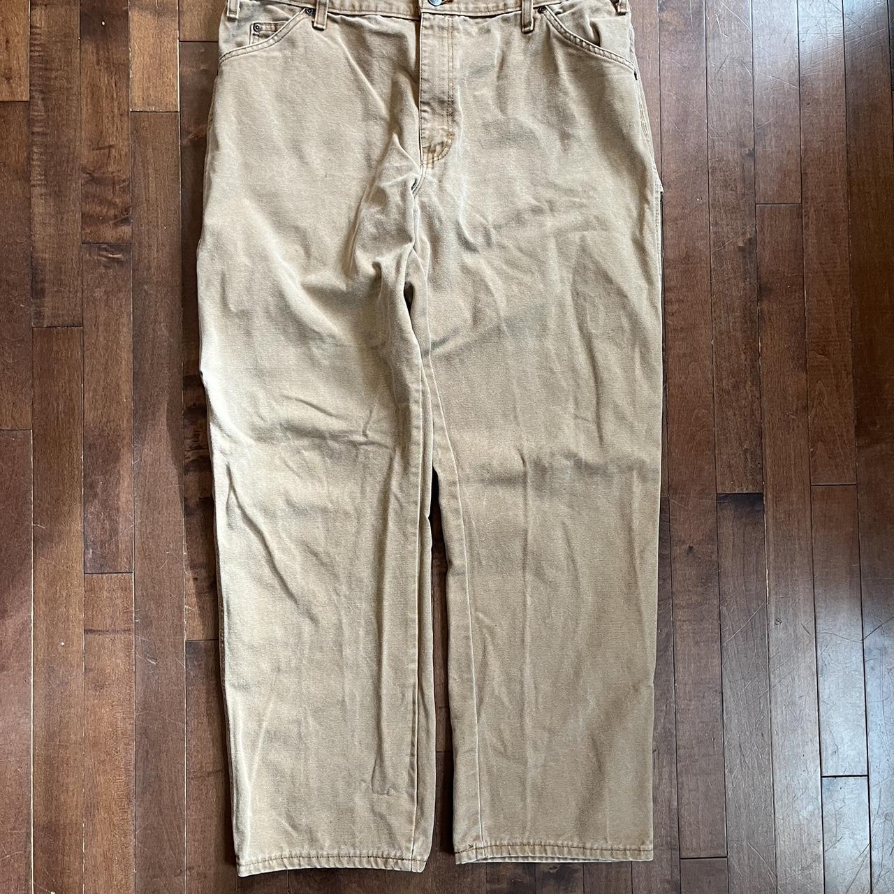 khaki colored dickies pants size 38W 32L - Depop