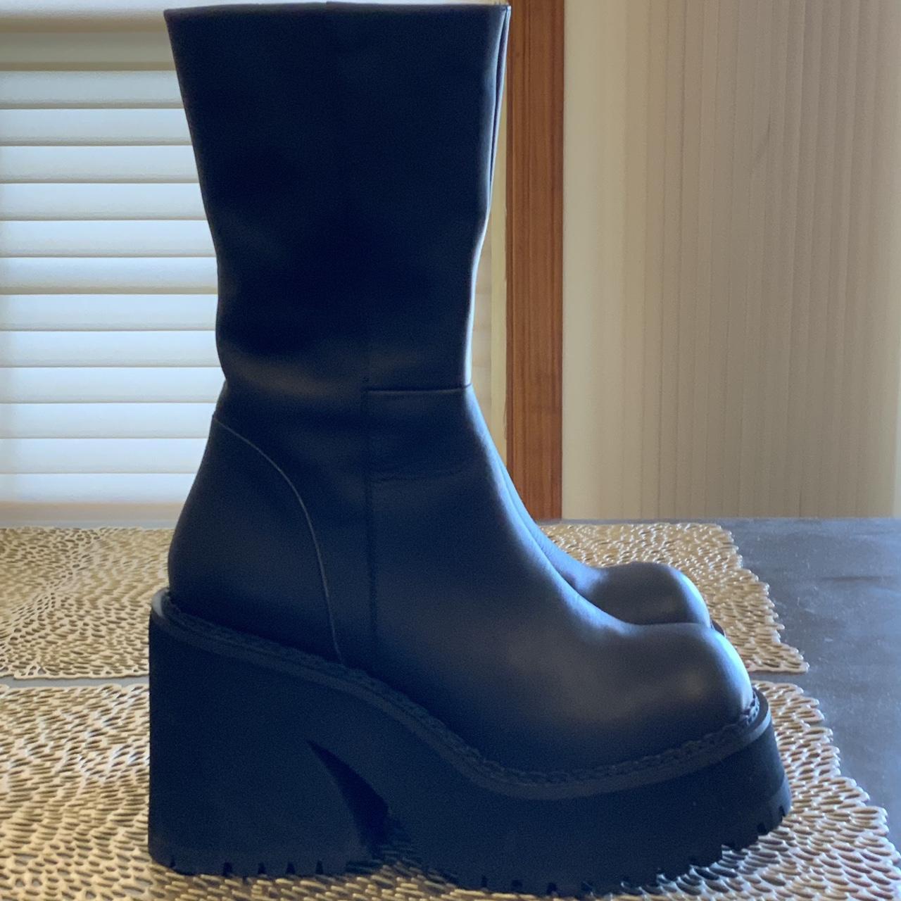 UNIF Parker Boots | Black Chunky Platform Boots Size... - Depop