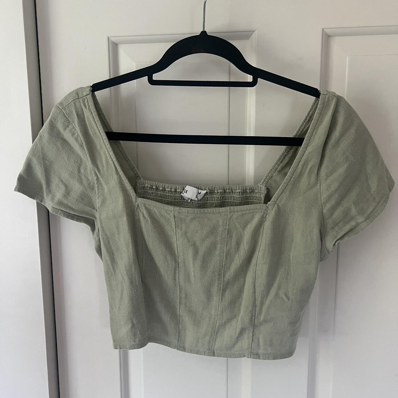 Hollister Sage Green Cropped Blouse Size M, true... Depop