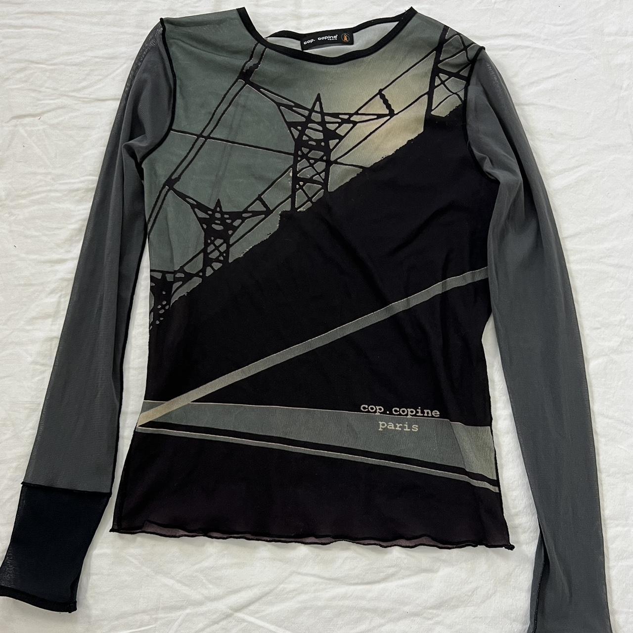 Cop copine pylon sheer mesh long sleeve top Holy | Depop