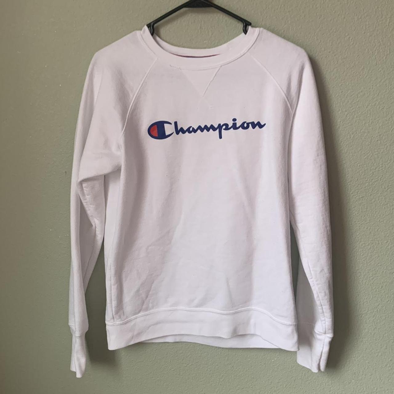 White champions, weather size medium No stains or... - Depop