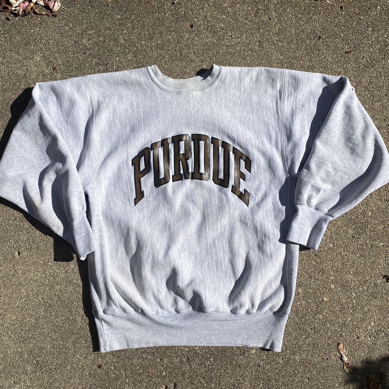 Vintage 90s Purdue University Champion Reverse Weave... - Depop