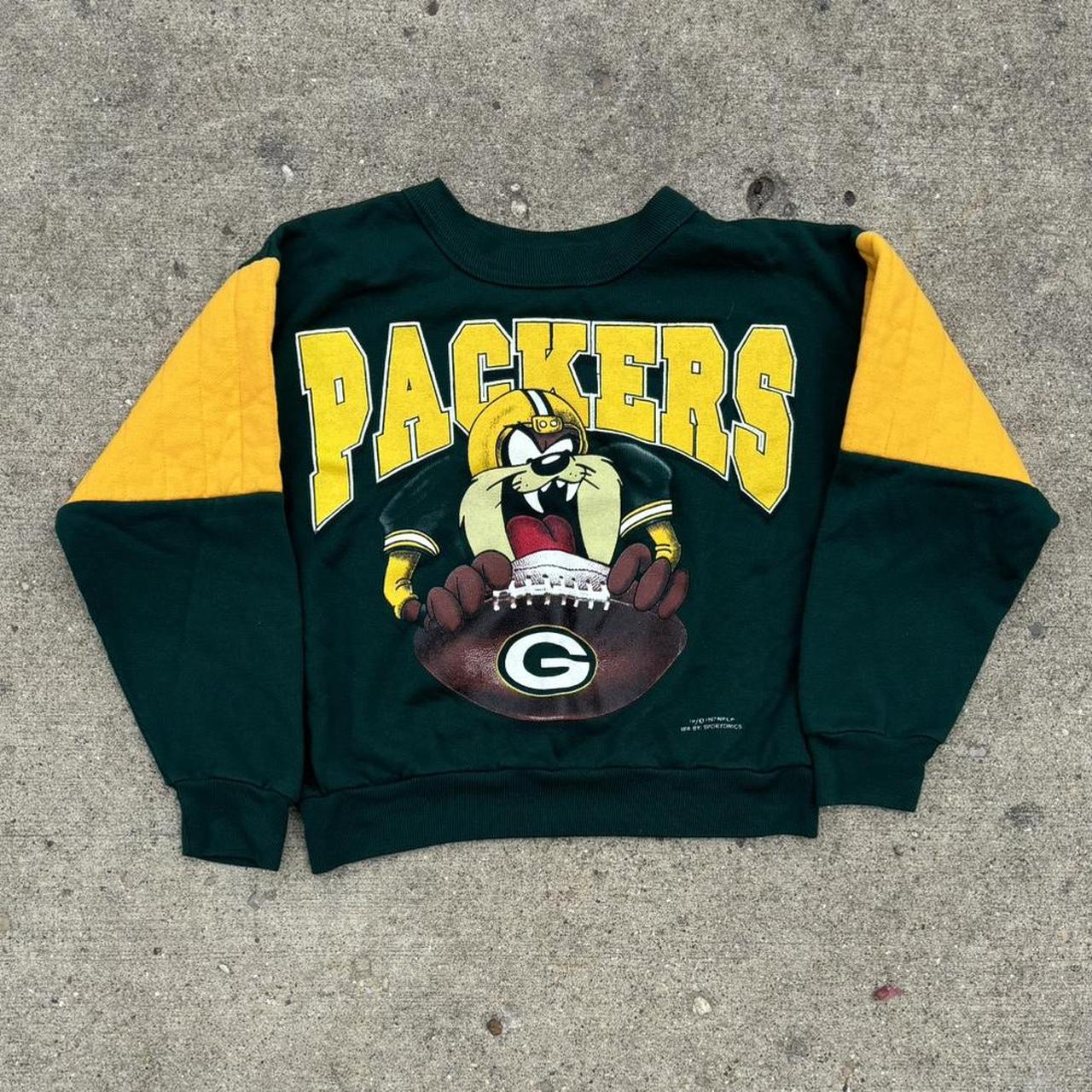 Vintage 90s Taz Green Bay Packers Crewneck Pullover - Depop