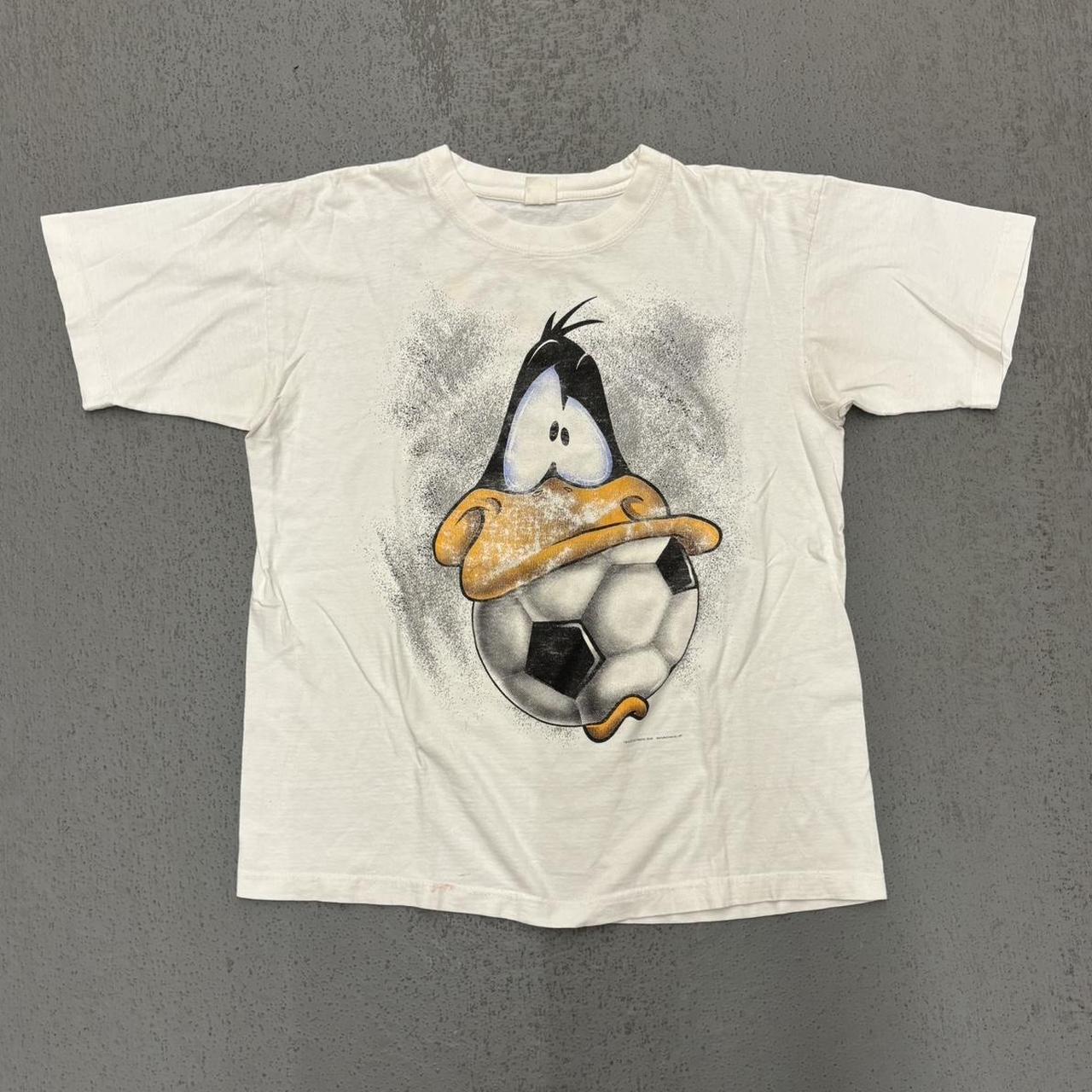 トップス 70s JCPenney football tee Vintage 90s Daffy Duck Taz Soccer Football Tee | Depop