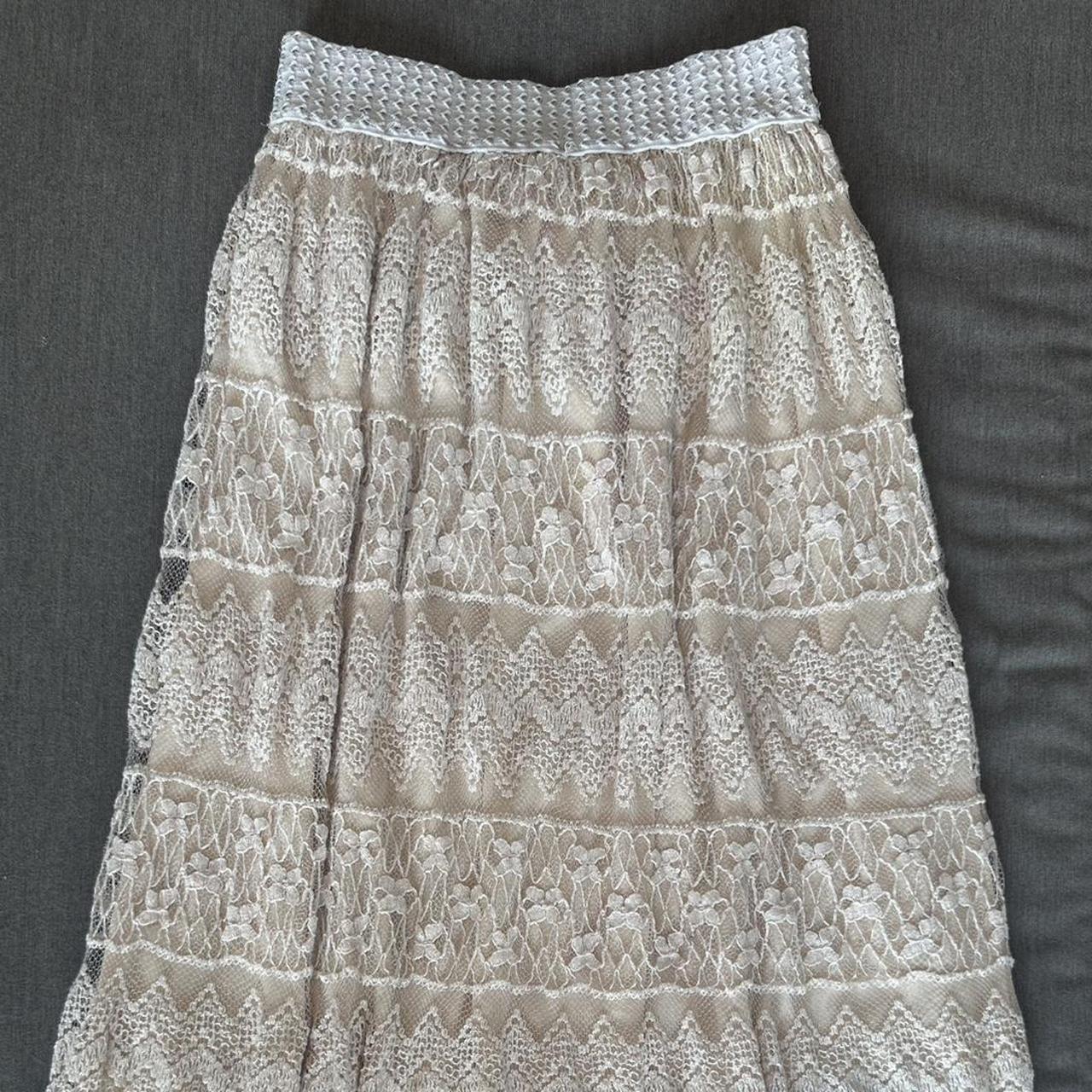 Women's Skirt - Cream/Tan - S – Cream and white l… - image 2